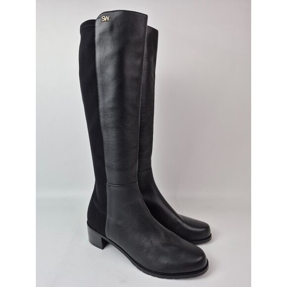 Stuart Weitzman Women's Black Leather Jayla Knee High Boots Size 9 B - Picture 1 of 7